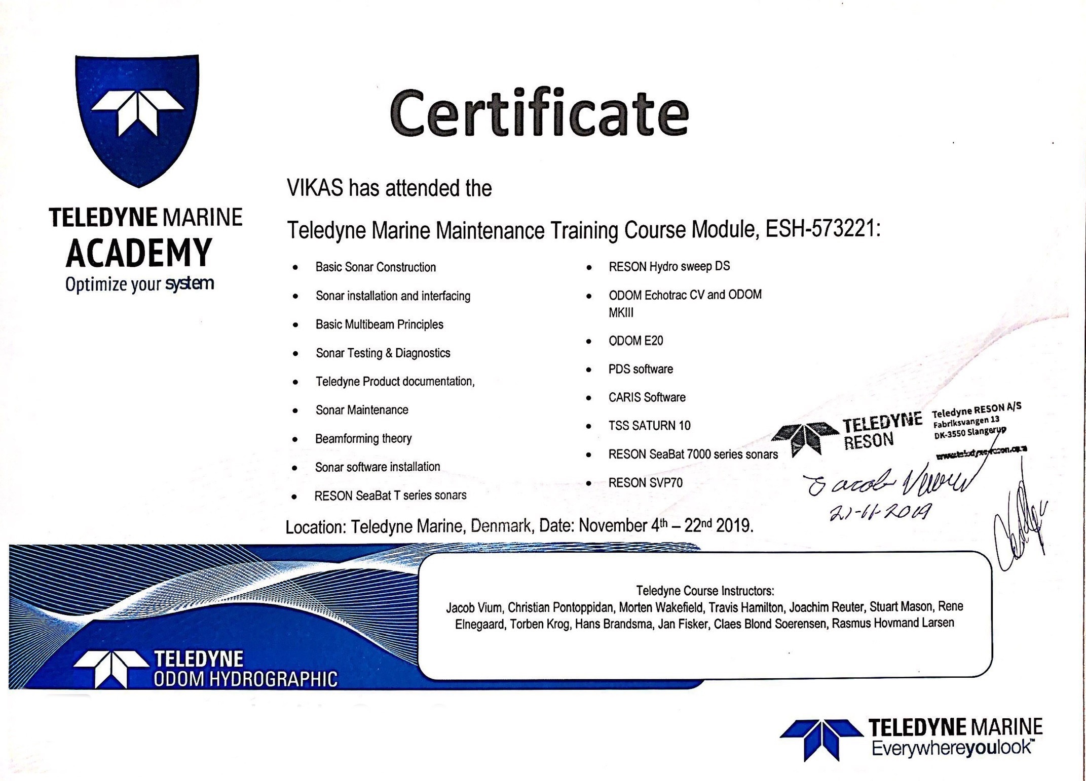 Teledyne Marine Certificate - Vikas.jpg